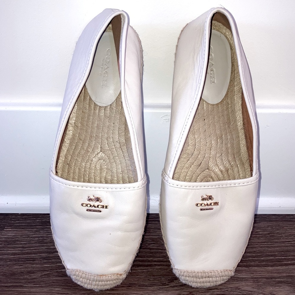 Coach Rhodelle Leather Slip On Flats - cream/gold